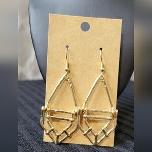 Hammered Texture Gold Color Earrings (#1E)